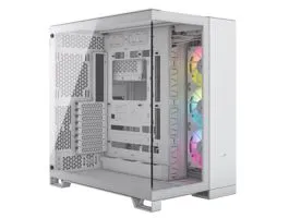 CORSAIR Ház iCUE LINK 6500X RGB, 3x iCUE LINK RX120 RGB Ventilátor, Tápegység nélkül, Edzett Üveg, fehér