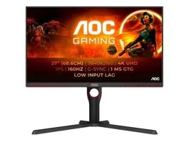 Mon AOC 27&quot; U27G3X/BK Adaptive Sync/G-Sync 4K UHD PIVOT - IPS LED - 160Hz | 3 év garancia |