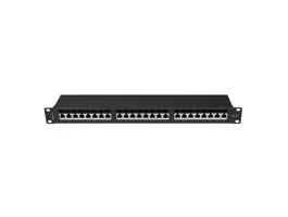 Lanberg Patch panel 24 port 1U 19&quot; CAT.6a FTP, fekete