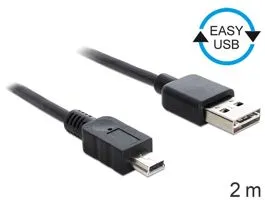 Delock Kábel, EASY-USB 2.0-s A-típusú csatlakozódugó  USB 2.0-s Mini-B-típusú csatlakozódugó, 2 m, (85554)