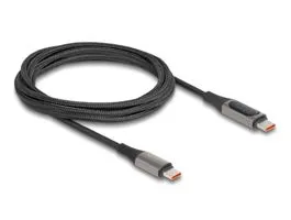 Delock USB 2.0 Kábel USB Type-C  apa - apa csatlakozóval tápmérővel, PD 3.0 100 W, 2 m (86809)