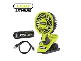 Ryobi 4V USB Lithium csíptethető ventilátor,  1x 2,0 Ah akkumulátor, töltő - RCF-120G