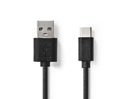 NEDIS USB kábel USB 2.0 USB-A Dugasz USB-C Dugasz 5 W 480 Mbps Nikkelezett 1.00 m Kerek PVC Fekete Label (CCGL60601BK10)