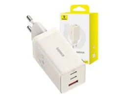 Baseus P10110812227-Z1 GaN5 65W fehér hálózati adapter 1m USB Type-C kábellel