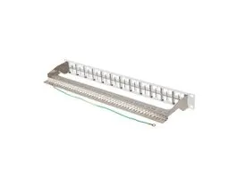 Lanberg Üres patch panel 48 port 1U 19&quot; FTP, árnyékolt, tehermentesítővel, szürke