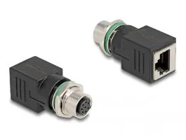 Delock M12 adapter A-kódolt 8 tűs anya - RJ45 anya egyenes (60062)