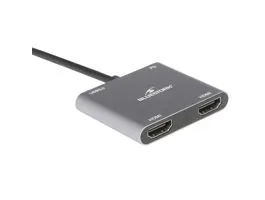 Bluestork USB Hub - HUB-DUO-HDMI (USB3.0, USB-C to 2xHDMI + USB-C, 4K@30Hz, szürke)