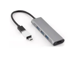 Bluestork USB Hub - HUB-MINI (USB-A to 3xUSB 2.0 port + 1x USB-C, 1xHDMI, USB3.0, szürke)