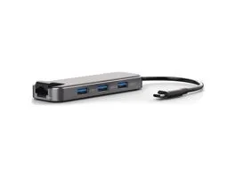 Bluestork USB Hub - HUB-OFFICE (USB-C to 3xUSB 2.0 port + 1xUSB-C + 1xHDMI + 1xRJ45, szürke)