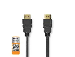 NEDIS Premium Nagysebességű HDMI  kábel Ethernet HDMI Csatlakozó HDMI Csatlakozó 4K@60Hz 18 Gbps 1.50 m Kerek PVC Fekete