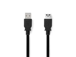 NEDIS USB kábel USB 3.2 Gen 1 USB-A Dugasz USB-A Aljzat 5 Gbps Nikkelezett 2.00 m Kerek PVC Fekete Label (CCGL61010BK20)