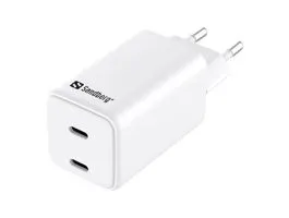 Sandberg Telefon töltő - AC Charger Dual USB-C PD65W EU