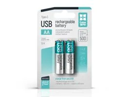 COLORWAY AA újratölhető elem, USB-C 2200 mAh 1.5B (Li-Polymer) (2pc.) (CW-UBAA-10)