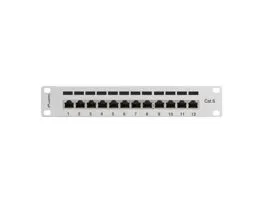 Lanberg Patch panel 12 port 1U 10&quot; CAT.6 árnyékolt, szürke