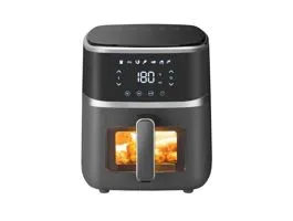 TOO AF-150B-1350 W fekete 5 L forrólevegős ablakos sütő digitális vezérléssel (air fryer)