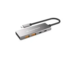 Conceptronic USB Hub - HUBBIES15G (4 Port, USB-C to 2x USB-C+2x USB-A, szürke)