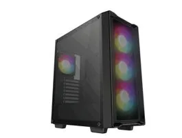 DeepCool Számítógépház - CC560 MESH V2 (fekete, ablakos, 4x12cm A-RGB ventilátor, ATX, 2xUSB3.0, fekete)