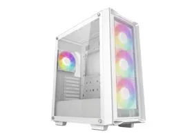 DeepCool Számítógépház - CC560 MESH WH V2 (fekete, ablakos, 4x12cm A-RGB ventilátor, ATX, 2xUSB3.0, fehér)