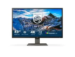 PHILIPS VA monitor 42.51&quot; 439P1, 3840x2160, 16:9, 4ms, 400cd/m2, 3xHDMI/DisplayPort/USB-C/3xUSB/LAN/RS232, hangszóró