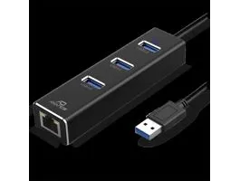 Advance USB Hub - XPAND SMART HUB 2IN1 USB 3.0 (USB-A to 3xUSB-A3.0+RJ-45, fekete)