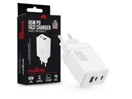 Maxlife MXTC-08-65ACC PD+QC 65W gyorstöltő adapter 2xType-C + USB - fehér