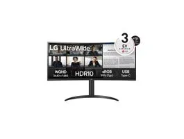 LG Monitor 34&quot; - 34WR55QK-B (VA, Ívelt, 21:9, 3440x1440, 5ms, 300cd, 100Hz, HDMIx2, DP, USB, HDR10, sRGB99%, mag áll)