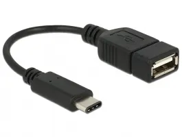 Delock 15cm USB Type-C 2.0 apa - USB 2.0 A típusú anya fekete adatkábel (65579)