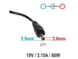 Akyga AK-ND-38 (19V/3.16A 60W 5.5x3.0+pin) Samsung autós töltő adapter