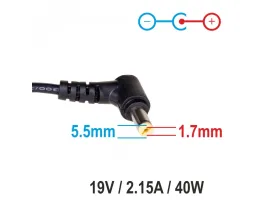 Akyga AK-ND-47 (19V/2.15A 40W 5.5x1.7) hálózati töltő adapter