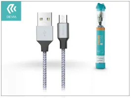 Devia USB - micro USB adat- és töltőkábel 1 m-es vezetékkel - Devia Tube for  Android USB 2.4A - ezüst/kék