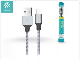 Devia USB - USB Type-C töltő- és adatkábel 1 m-es vezetékkel - Devia Tube for  Type-C USB 2.4A - ezüst/kék