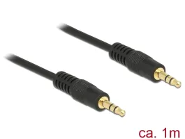 Delock (83744) Stereo Jack kábel 3.5mm 3 pin apa &gt; apa 1m fekete