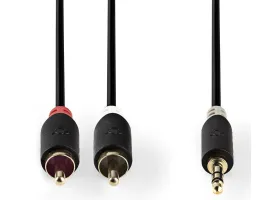 Nedis Sztereó audiokábel 3,5mm-es apa - 2 db RCA apa 5m Antracit (CABW22200AT50)