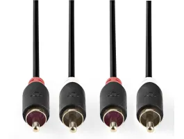 Nedis Sztereó audiokábel 2 db RCA apa - 2 db RCA apa 2m Antracit (CABW24200AT20)