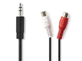 Nedis Sztereó audiokábel 3,5mm-es apa - 2 db RCA Aljzat 0,2m Fekete (CAGB22250BK02)