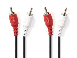 Nedis Sztereó audiokábel 2 db RCA apa - 2 db RCA apa 10m Fekete (CAGB24200BK100)