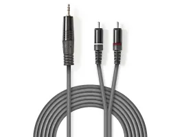 Nedis Sztereó audiokábel 3,5mm-es apa 2 db RCA-apa 1.5m Szürke (COTH22200GY15)