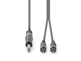 Nedis Sztereó audiokábel 6,35mm-es apa 2 db RCA-apa 1.5m Szürke (COTH23300GY15)