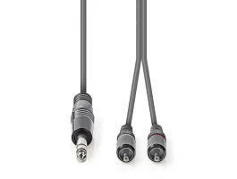 Nedis Sztereó audiokábel 6,35mm-es apa 2 db RCA-apa 3m Szürke (COTH23300GY30)