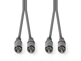 Nedis Sztereó audiokábel 2 db RCA-apa - 2 db RCA-apa 1.5m Szürke (COTH24200GY15)