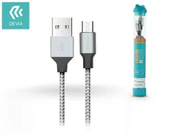 Devia USB - micro USB adat- és töltőkábel 1 m-es vezetékkel - Devia Tube for  Android USB 2.4A - ezüst/fekete