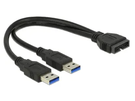 Delock (83910) USB3.0 Pin header male &gt; 2 x USB3.0 Type-A male 25cm