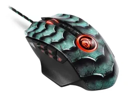 Sharkoon Drakonia II green egér gamer (PixArt 3360 max.15.000DPI súlyozható memória pikkely mintás 180cm kábel)