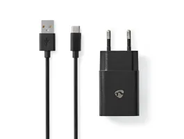 Nedis hálózati Töltő 2,4A USB Type-C kábellel fekete (WCHAC242ABK)