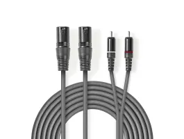 Nedis XLR audiokábel 2 db XLR 3 Tus apa - 2 db RCA-apa 3m Szürke (COTH15210GY30)