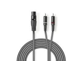 Nedis XLR audiokábel XLR 3 Tus Aljzat - 2 db RCA-apa 3m Szürke (COTH15220GY30)