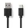 Nedis USB2.0 kábel C Típusú apa - A apa 0,1m Fekete (CCGB60600BK01)