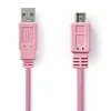 Nedis USB2.0 kábel A apa - Micro B apa 1m Rózsaszín (CCGP60410PK10)