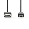 Nedis USB2.0 OTG Kábel Micro B apa - A Aljzat 0,2m Fekete (CCGP60515BK02)