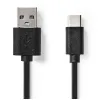 Nedis USB2.0 kábel C Típusú apa - A apa 0,1m Fekete (CCGP60600BK01)